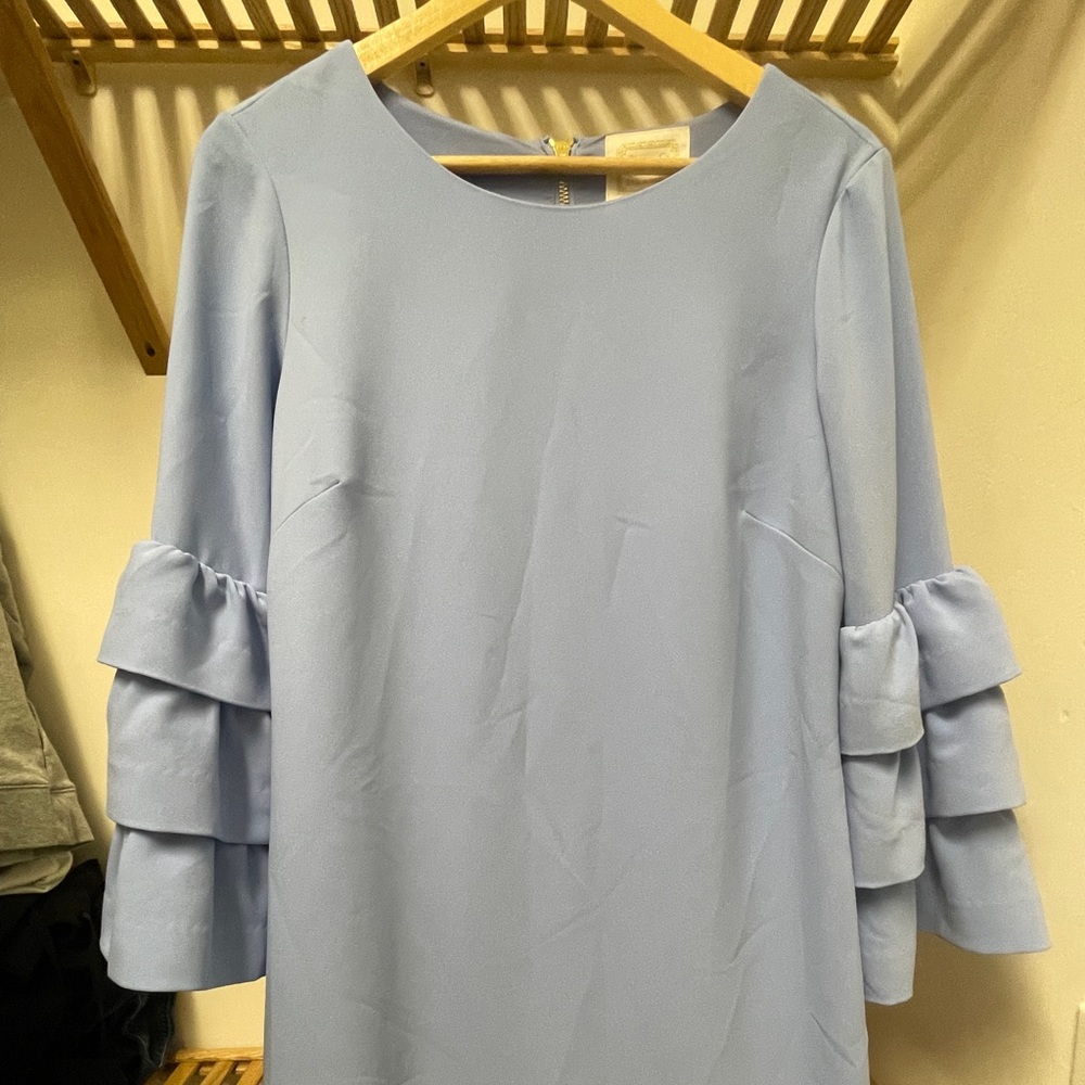 Sail to Sable bell sleeve hydrangeas colored dress